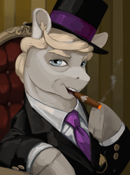 Size: 1560x2100 | Tagged: safe, artist:kelkessel, oc, oc only, oc:regniy zlatov, earth pony, pony, eaw redux, equestria at war mod, male, smoking, solo, stallion, stalliongrad