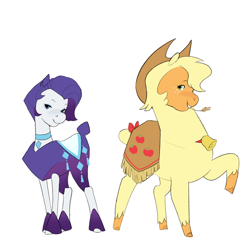 Size: 2054x2048 | Tagged: safe, artist:aztrial, part of a set, applejack, rarity, alpaca, g4, alpacafied, duo, duo female, female, my little x, simple background, species swap, white background