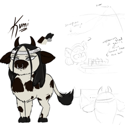 Size: 800x800 | Tagged: safe, cow, pony, reference sheet, simple background, sketch, white background