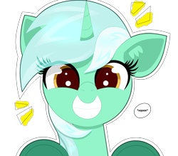 Size: 4000x3500 | Tagged: safe, artist:scandianon, lyra heartstrings, pony, unicorn, g4, bust, emanata, female, happy, high res, horn, looking at you, mare, onomatopoeia, simple background, smiling, smiling at you, solo, transparent background