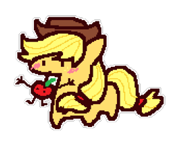 Size: 500x419 | Tagged: safe, artist:guwauu, applejack, earth pony, pony, g4, 1000 hours in ms paint, apple, food, ms paint, simple background, solo, transparent background