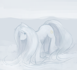 Size: 2500x2270 | Tagged: safe, artist:anonymous, oc, oc only, oc:cirrus wisp, pony, yakutian horse, female, mare, outdoors, snow, solo, white coat, white mane