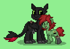 Size: 235x165 | Tagged: safe, dragon, earth pony, night fury, pony, pony town, duo, duo male, green background, hiccup horrendous the third, how to train your dragon, male, ponified, simple background, species swap, toothless the dragon