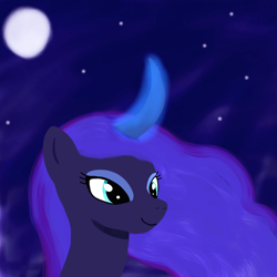 Size: 2048x2048 | Tagged: safe, artist:trrrebleee, artist:trrriple0dds, princess luna, alicorn, g4, drawing, moon, night, painting, solo