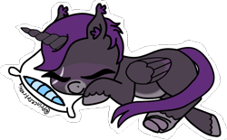 Size: 544x337 | Tagged: safe, artist:princessfrostie, oc, oc only, oc:yumipegawolf, alicorn, pony, alicorn oc, commission, horn, pillow, simple background, sleeping, solo, transparent background, unshorn fetlocks, wings, your character here