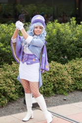 Size: 2087x3131 | Tagged: safe, artist:mieucosplay, trixie, human, bronycon, bronycon 2014, g4, boots, clothes, cosplay, costume, gloves, high heel boots, irl, irl human, outdoors, photo, shoes, solo