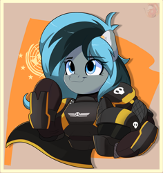 Size: 2733x2897 | Tagged: safe, artist:joaothejohn, oc, oc only, oc:luny, pegasus, pony, semi-anthro, armor, cape, clothes, commission, earth, fanart, female, flag, game, helldivers 2, helmet, looking up, mare, multicolored hair, passepartout, pegasus oc, propaganda, salute, science fiction, skull, smiling, solo, ych example, your character here