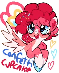 Size: 386x480 | Tagged: safe, artist:muffinz, oc, oc only, oc:confetti cupcake, pegasus, pony, food, pixel-crisp art, solo, sprinkles, unshorn fetlocks