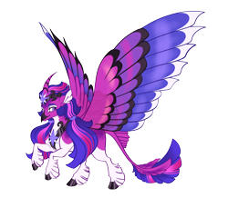 Size: 4700x4100 | Tagged: safe, artist:gigason, oc, oc only, oc:violet star, hippogriff, absurd resolution, adoptable, beak, black hooves, cloven hooves, coat markings, colored belly, colored ear fluff, colored eyebrows, colored hooves, colored pinnae, colored wings, curved horn, ear fluff, eye markings, eyelashes, facial markings, female, headpiece, hooves, horn, horned hippogriff, hybrid tail, interspecies offspring, large wings, leg fluff, leg markings, leonine tail, looking back, magical lesbian spawn, multicolored wings, offspring, pale belly, parent:queen novo, parent:twilight sparkle, peytral, pigtails, purple coat, purple eyes, rearing, shiny hooves, simple background, smiling, solo, spread wings, striped horn, tail, tail feathers, thin legs, tied mane, transparent background, two toned mane, two toned tail, wall of tags, watermark, wings