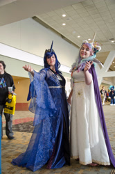 Size: 3264x4928 | Tagged: safe, artist:lochlan o'neil, princess celestia, princess luna, human, bronycon, bronycon 2015, g4, clothes, cosplay, costume, female, irl, irl human, photo, royal sisters, siblings, sisters