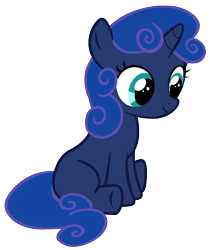 Size: 1500x1775 | Tagged: artist needed, source needed, safe, anonymous artist, edit, princess luna, sweetie belle, pony, unicorn, g4, alternate color palette, female, filly, foal, fusion, fusion:princess luna, fusion:sweetie belle, horn, smiling, solo