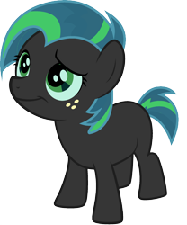 Size: 1920x2313 | Tagged: artist needed, source needed, safe, anonymous artist, edit, babs seed, queen chrysalis, earth pony, pony, g4, alternate color palette, female, filly, foal, freckles, fusion, fusion:babs seed, fusion:queen chrysalis, smiling, solo