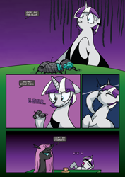 Size: 1920x2715 | Tagged: safe, artist:alexdti, artist:v-nico, twilight velvet, oc, changeling, insect, pony, comic:alicorn of magic, g4, ponies eating bugs