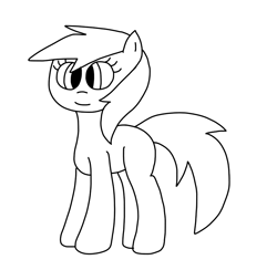 Size: 902x882 | Tagged: safe, artist:luisegirls23, aura (g4), earth pony, pony, g4, aurabetes, background pony, black and white, blank flank, closed mouth, cute, female, filly, foal, grayscale, lineart, monochrome, simple background, smiling, solo, white background