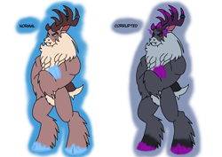 Size: 1414x1000 | Tagged: safe, artist:zetikoopa, stronghoof hoofstrong (tfh), deer, reindeer, anthro, unguligrade anthro, them's fightin' herds, community related, corrupted, male, nightmarified, sianach