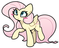 Size: 900x736 | Tagged: safe, artist:kindakismet, fluttershy, pegasus, pony, g4, blush sticker, blushing, cute, shyabetes, simple background, smiling, solo, transparent background