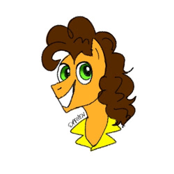 Size: 725x725 | Tagged: safe, artist:dravenday, cheese sandwich, earth pony, pony, g4, bust, digital art, green eyes, grin, portrait, simple background, smiling, solo, white background