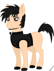 Size: 828x1104 | Tagged: safe, artist:jon080, oc, oc only, oc:jon, horse, blank flank, clothes, facial hair, male, ponysona, simple background, solo, stallion, transparent background, unshorn fetlocks, vest, wild manes, wild manesified