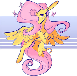 Size: 1192x1164 | Tagged: safe, artist:botdraws, fluttershy, pegasus, pony, g4, abstract background, big mane, fetlock tuft, flying, hoof fluff, lidded eyes, long ears, long eyelashes, long mane, long tail, no mouth, pink mane, pink tail, profile, raised hoof, solo, tail, thin, thin legs, watermark, wings, wings down