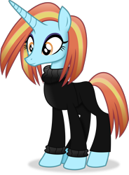 Size: 3671x4978 | Tagged: safe, artist:anime-equestria, sassy saddles, unicorn, g4, alternate hairstyle, clothes, eyeshadow, female, horn, makeup, mare, simple background, solo, sweater, transparent background, vector