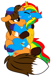 Size: 698x1050 | Tagged: safe, artist:shieldwingarmorofgod, oc, oc only, oc:ej, oc:shield wing, alicorn, g4, alicorn oc, duo, duo male, female, gay, horn, hug, male, simple background, transparent background, wings