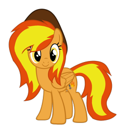 Size: 1809x1885 | Tagged: safe, artist:xxblue-shy-gamersxx, oc, oc only, oc:firey rachel, pegasus, g4, female, hat, simple background, solo, transparent background