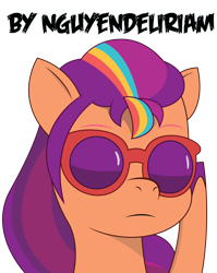 Size: 4544x5718 | Tagged: safe, artist:nguyendeliriam, sunny starscout, g5, my little pony: tell your tale, absurd resolution, mane stripe sunny, simple background, solo, sunglasses, transparent background