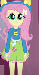 Size: 490x936 | Tagged: safe, artist:qbert2kcat, fluttershy, equestria girls, g4, clothes, female, looking at you, skinny, skirt, smiling, smiling at you, solo, thin