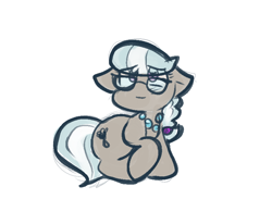 Size: 812x669 | Tagged: safe, artist:zutcha, silver spoon, earth pony, pony, g4, cute, eye clipping through hair, female, filly, foal, glasses, looking up, simple background, sitting, sketch, solo, white background