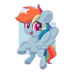 Size: 1000x1000 | Tagged: safe, artist:skylinepony_, rainbow dash, pegasus, pony, g4, cute, dashabetes, female, looking at you, simple background, smiling, smiling at you, solo, spread wings, wide eyes, wings