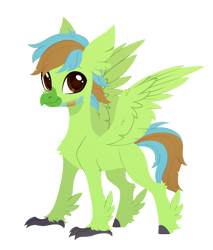 Size: 2420x2835 | Tagged: safe, artist:belka-sempai, part of a set, oc, oc only, oc:harmonic melody, classical hippogriff, hippogriff, g4, classical hippogriffied, commission, hippogriffied, male, simple background, smiling, solo, species swap, spread wings, transparent background, wings, ych result