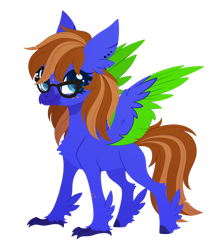 Size: 2420x2835 | Tagged: safe, artist:belka-sempai, part of a set, oc, oc only, oc:bluebook, classical hippogriff, hippogriff, g4, classical hippogriffied, commission, female, hippogriffied, simple background, smiling, solo, species swap, spread wings, transparent background, wings, ych result