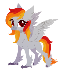 Size: 2420x2835 | Tagged: safe, artist:belka-sempai, part of a set, oc, oc only, oc:tridashie, classical hippogriff, hippogriff, g4, classical hippogriffied, commission, female, hippogriffied, simple background, smiling, solo, species swap, spread wings, transparent background, wings, ych result