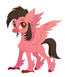 Size: 2420x2835 | Tagged: safe, artist:belka-sempai, part of a set, oc, oc only, oc:ace play, classical hippogriff, hippogriff, g4, classical hippogriffied, commission, hippogriffied, male, simple background, smiling, solo, species swap, spread wings, transparent background, wings, ych result