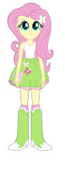 Size: 419x1108 | Tagged: safe, artist:qbert2kcat, fluttershy, equestria girls, g4, background removed, bare shoulders, boots, clothes, high heel boots, looking at you, shirt, shoes, simple background, skinny, skirt, sleeveless, smiling, smiling at you, socks, solo, thin, transparent background