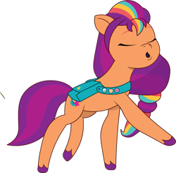 Size: 1293x1280 | Tagged: safe, artist:prixy05, sunny starscout, earth pony, pony, g5, my little pony: tell your tale, dancing, eyes closed, female, mane stripe sunny, mare, simple background, solo, transparent background, vector