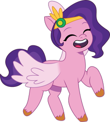 Size: 989x1106 | Tagged: safe, artist:prixy05, pipp petals, pegasus, pony, g5, my little pony: tell your tale, dancing, eyes closed, female, mare, simple background, solo, spread wings, transparent background, vector, wings