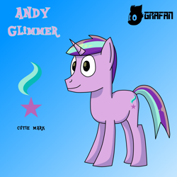 Size: 2500x2500 | Tagged: safe, artist:gradiusfanatic, oc, oc only, oc:andy glimmer, pony, unicorn, gradient background, horn, male, solo, unicorn oc