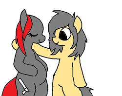 Size: 520x409 | Tagged: safe, oc, oc only, oc:floor bored, oc:zippers, earth pony, pony, bald, bipedal, cute, duo, duo female, eyes closed, female, hoof on shoulder, mare, pregnant, shipping, simple background, standing on two hooves, white background