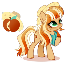 Size: 2013x1748 | Tagged: safe, artist:just-silvushka, oc, oc only, unnamed oc, earth pony, pony, g4, adoptable, apple, bandana, blushing, brown coat, brown eyeshadow, brown hooves, colored hooves, cutie mark, earth pony oc, eyelashes, female, food, freckles, green eyes, hat, hooves, lidded eyes, long eyelashes, long mane, long tail, mare, multicolored mane, multicolored tail, neckerchief, nose blush, offspring, parent:applejack, parent:flim, parents:flimjack, raised hoof, reference sheet, shadow, shiny eyes, simple background, smiling, solo, standing, straw hat, striped mane, striped tail, sun hat, tail, tan coat, transparent background, tri-color mane, tri-colored mane, tricolor mane, tricolored mane, white sclera, wingding eyes