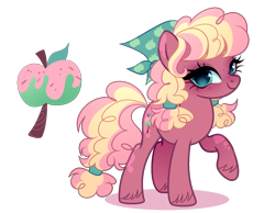 Size: 2074x1610 | Tagged: safe, artist:just-silvushka, oc, oc only, unnamed oc, earth pony, pony, g4, adoptable, apple, bangs, blue eyes, blushing, bonnet, curly mane, curly tail, cutie mark, ear markings, eyelashes, female, food, freckles, lidded eyes, long eyelashes, long mane, long tail, looking back, mare, mare oc, next generation, nose blush, offspring, parent:big macintosh, parent:pinkie pie, parents:pinkiemac, pigtails, pink coat, raised hoof, reference sheet, shadow, shiny eyes, simple background, smiling, solo, splotches, standing, striped mane, striped tail, tail, tied mane, tied tail, transparent background, two toned mane, two toned tail, unshorn fetlocks, wall of tags, white sclera, wingding eyes