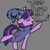 Size: 1155x1155 | Tagged: safe, artist:this_sl0th, derpibooru exclusive, twilight sparkle, pony, unicorn, g4, alternate universe, cape, clothes, eyes closed, female, floppy ears, gray background, hat, horn, mare, open mouth, personality swap, simple background, solo, the great and powerful twilight, wizard hat