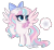 Size: 1920x1750 | Tagged: safe, artist:afterglory, oc, oc only, pegasus, pony, g4, adoptable, bangs, blue bow, blue eyes, blue hooves, blushing, bow, colored eartips, colored hooves, colored wings, colored wingtips, eye clipping through hair, eyelashes, female, floppy ears, flower, gradient ears, gradient wings, hair accessory, hair bow, hoof hold, hooves, long mane, long tail, magical lesbian spawn, mane accessory, mare, multicolored mane, multicolored tail, nose blush, offspring, parent:blossomforth, parent:fluttershy, parents:blossomshy, pink wingtips, purple blush, purple coat, shiny eyelashes, shiny eyes, shiny hooves, signature, simple background, smiling, solo, spread wings, standing, tail, transparent background, wavy mane, wavy tail, wings