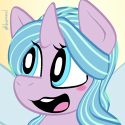 Size: 768x768 | Tagged: safe, artist:kharmacal, oc, oc only, oc:princess cordelia, alicorn, pony, :3, artfight, bust, looking offscreen, open mouth, portrait, smiling, solo