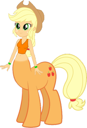 Size: 1034x1510 | Tagged: safe, artist:invisibleink, artist:tylerajohnson352, applejack, centaur, ponytaur, taur, equestria girls, g4, beautiful, centaurified, centaurjack, cute, hooves, simple background, solo, species swap, tail, transparent background, white sclera