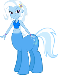 Size: 1099x1431 | Tagged: safe, artist:invisibleink, artist:tylerajohnson352, trixie, centaur, ponytaur, taur, equestria girls, g4, beautiful, centaurified, chetaurixie, cute, hooves, simple background, solo, species swap, tail, transparent background, white sclera