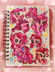 Size: 2944x3832 | Tagged: safe, artist:dariarchangel, part of a set, pinkie pie, pegasus, pony, g4, g5, alternate cutie mark, alternate design, alternate hair color, alternate hairstyle, alternate mane color, balloon, blue eyes, bust, coat markings, curly hair, curly mane, curly tail, cute, diapinkes, female, floppy ears, flying, g5 concept leaks, g5 to g4, generation leap, heart, leg fluff, looking at you, looking down, looking up, mare, one eye closed, open mouth, open smile, pegasus pinkie pie, photo, pink coat, pink hair, pink mane, pink tail, pinkie pie (g5 concept leak), pinkie pie is best facemaker, ponk, portrait, race swap, raised hoof, raspberry, sad, sketchbook, smiling, solo, spread wings, tail, tongue out, traditional art, unshorn fetlocks, what could have been, wings, wink, winking at you