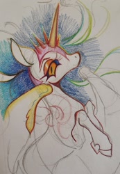 Size: 1420x2048 | Tagged: safe, artist:slimeprints, daybreaker, alicorn, pony, g4, female, mare, solo, traditional art, wip