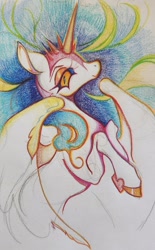 Size: 1269x2048 | Tagged: safe, artist:slimeprints, daybreaker, alicorn, earth pony, g4, colored pencil drawing, female, mare, solo, traditional art, wip