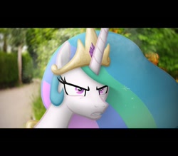 Size: 1256x1098 | Tagged: safe, artist:stormxf3, princess celestia, alicorn, pony, g4, angry, blurry background, celestia is not amused, female, irl, mare, outdoors, photo, ponies in real life, solo, unamused